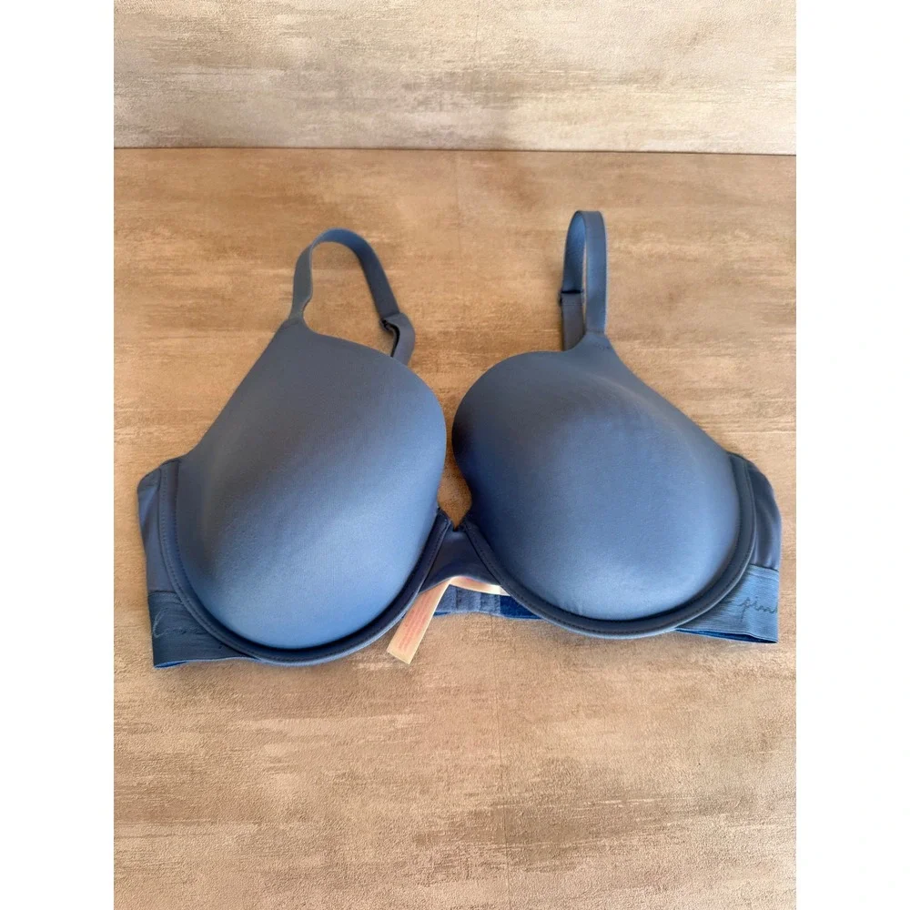 PINK Victoria's Secret Full Coverage Bra Blue Adjustable Straps 